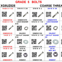 XG5UZ025 GRADE 5 BOLTS 1/4 TO 3/8