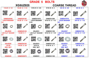 XG5UZ025 GRADE 5 BOLTS 1/4 TO 3/8