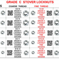 DRAWER GRADE C STOVER LOCK NUTS COARSE AND FINE