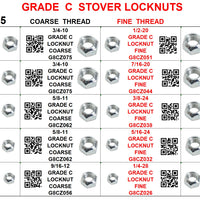 XG8CZ025 GRADE C STOVER LOCK NUTS COARSE AND FINE