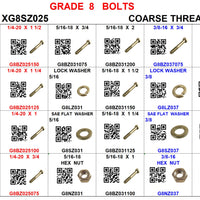 XG8SZ025 GRADE 8 COARSE 1/4 TO 3/8