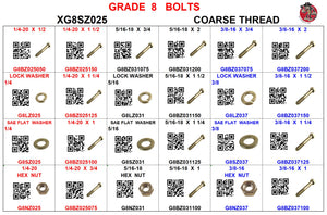 XG8SZ025 GRADE 8 COARSE 1/4 TO 3/8