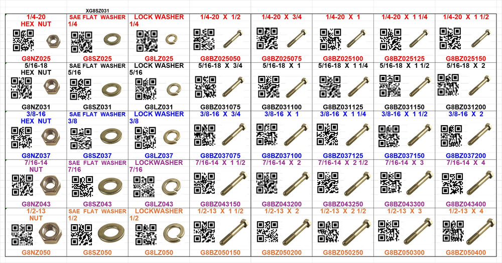 BOLT BIN GRADE 8 COARSE   1/4 TO 1/2 40 HOLE GARAGE MECHANIC ASSORT