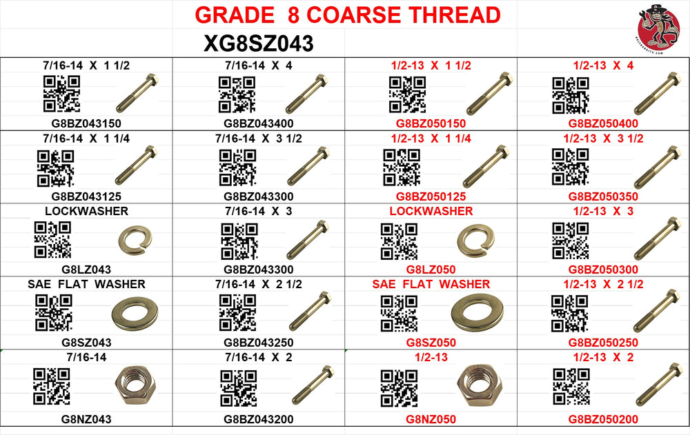 DRAWER GRADE 8 COARSE 7/16 TO 1/2