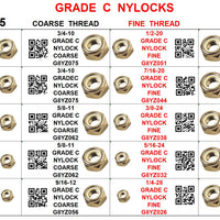 XG8YZ025 GRADE C NYLOCKS COARSE AND FINE THREAD