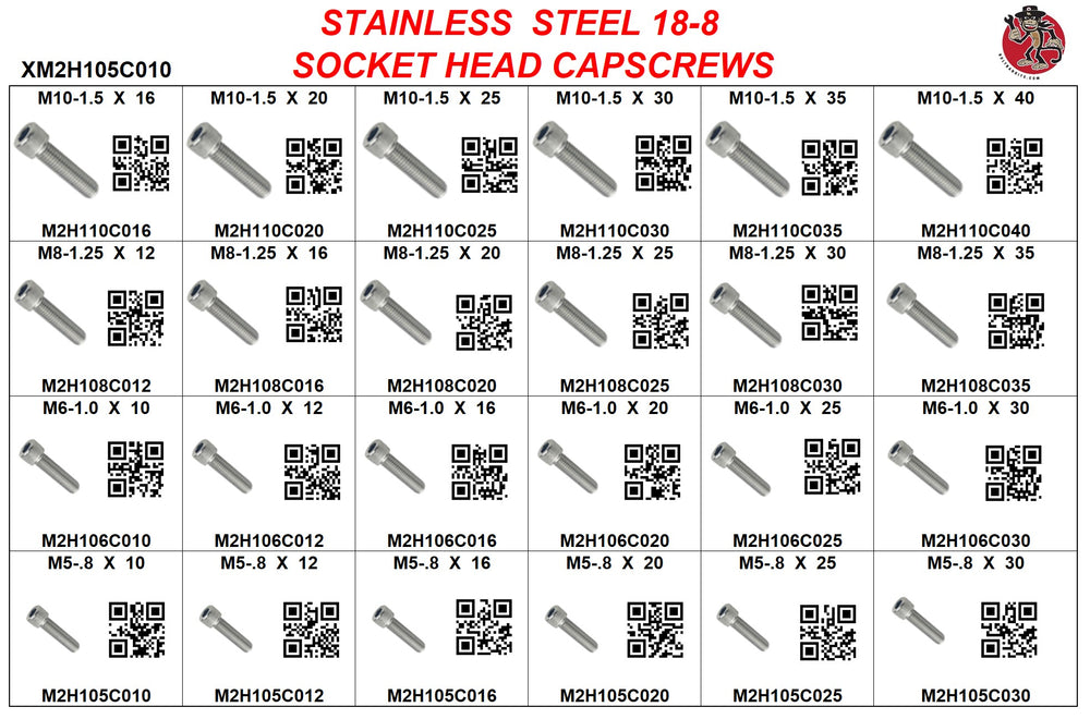 XM2H105C010 STAINLESS STEEL METRIC SOCKET HEAD CAPSCREWS