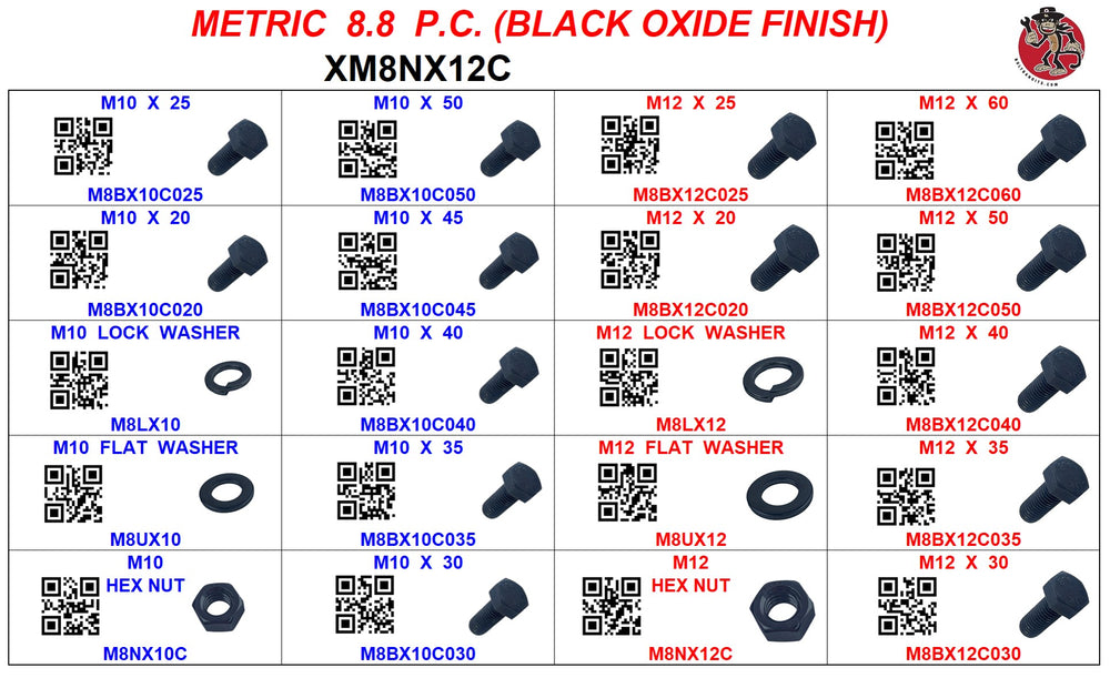 XM8NX12C METRIC BOLTS M10 M12