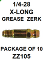 ZZ105  1/4-28  GREASE  FITTING .94 TALL (10PACK)