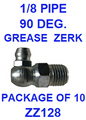 ZZ128  1/8  PIPE  GREASE  FITTING 90 DEGREE (10PACK)