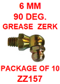 ZZ154  METRIC  6 MM  GREASE  FITTING  90  DEGREE (10PACK)