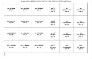 Stainless Steel 18-8 Metric Socket Head Cap Screw Bolt Assortment Kit#M104 Bolt Sizes Included: M5, M6, M8, M10 1020pcs