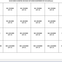 Black Oxide 8.8 Metric Hex Head Cap Screw Bolt Assortment Kit#M114 Bolt Sizes Included: M4, M5, M6, M8 1050pcs