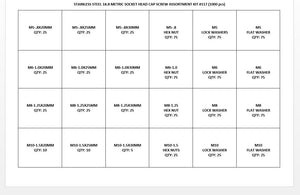 Stainless Steel 18-8 Metric Socket Head Cap Screw Bolt Assortment Kit#M117 Bolt Sizes Included: M5, M6, M8, M10 1000pcs